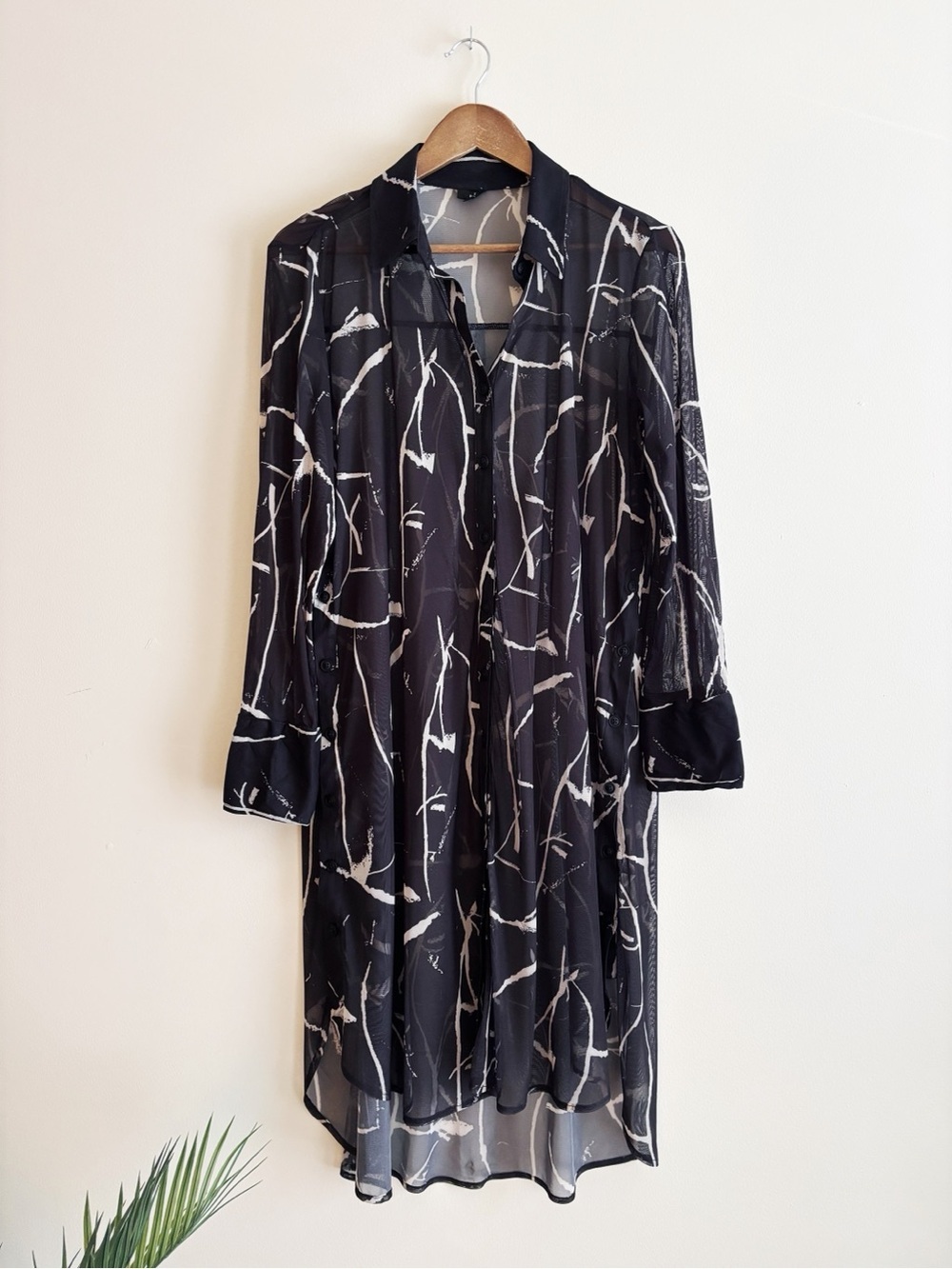Lisa Bayne Black Crushed Mesh Eleanora Tunic Medium Art To Wear